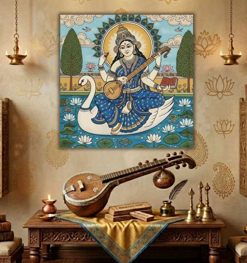 Goddess Saraswati Divine Wisdom Canvas