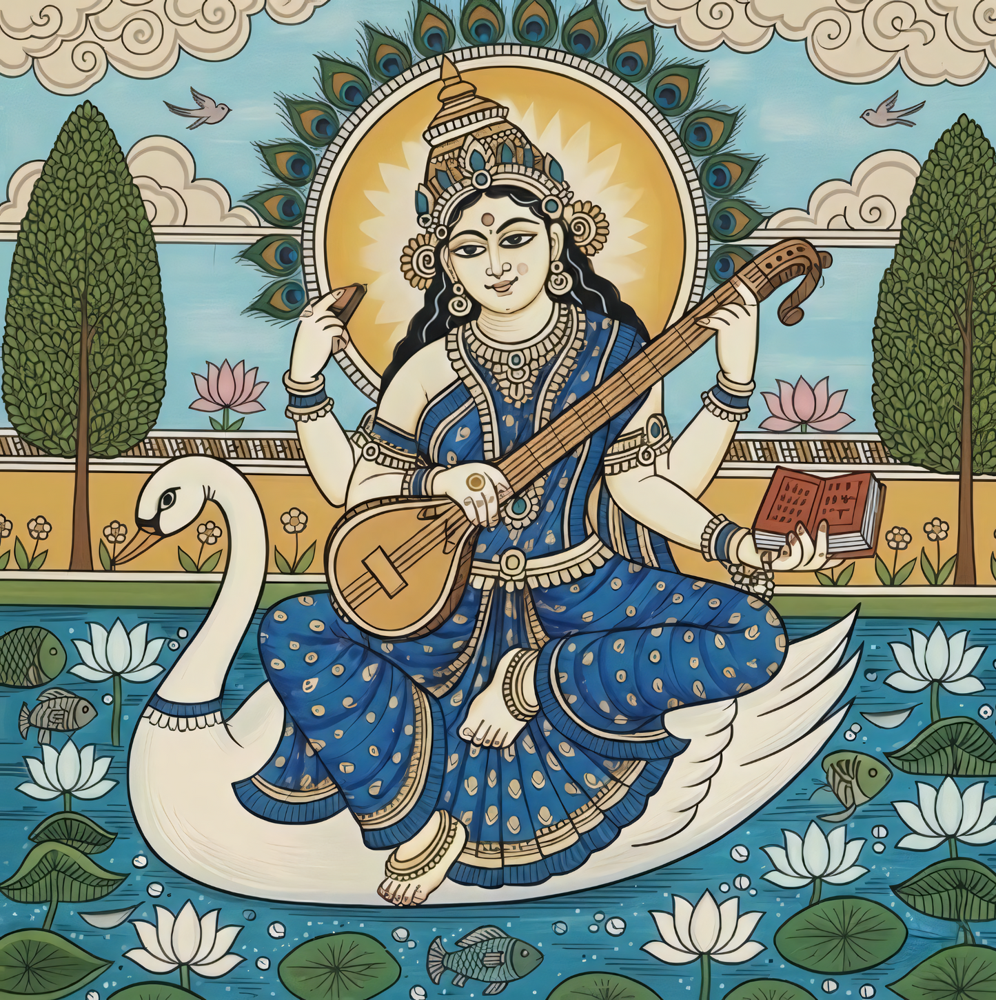 Goddess Saraswati Divine Wisdom Canvas