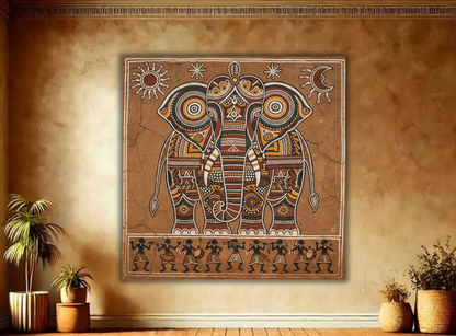 Majestic Ceremonial Elephant Folk Art