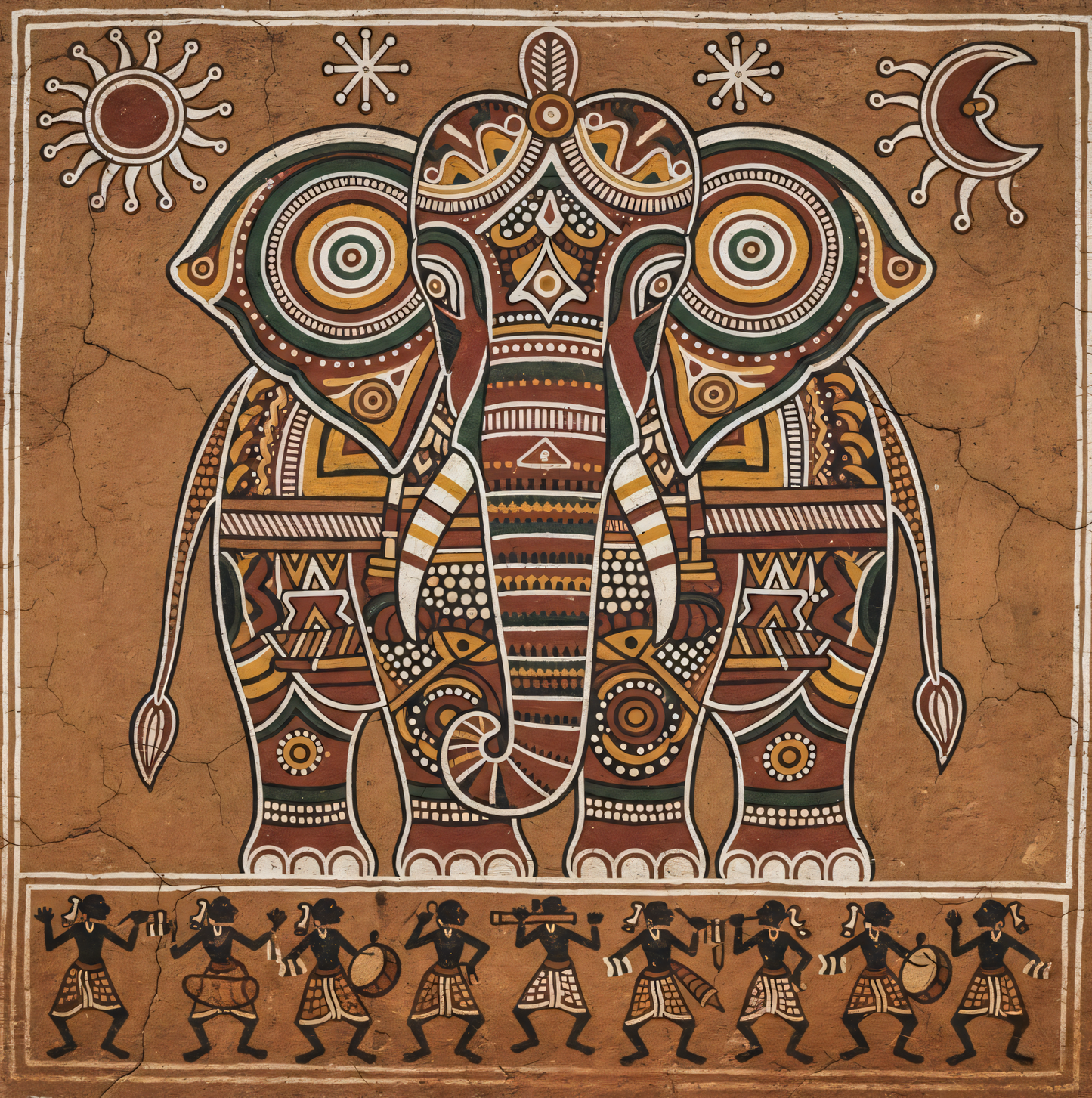 Majestic Ceremonial Elephant Folk Art