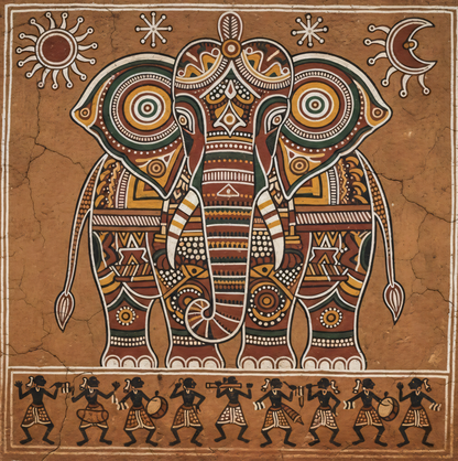 Majestic Ceremonial Elephant Folk Art