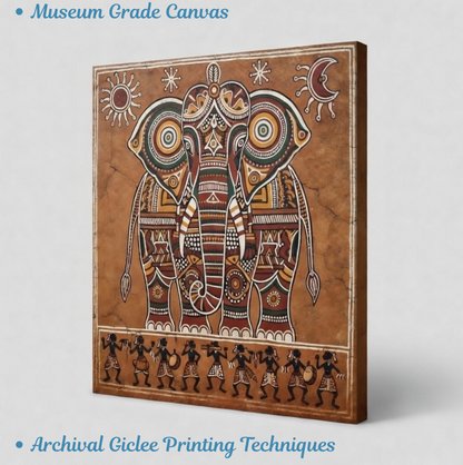 Majestic Ceremonial Elephant Folk Art