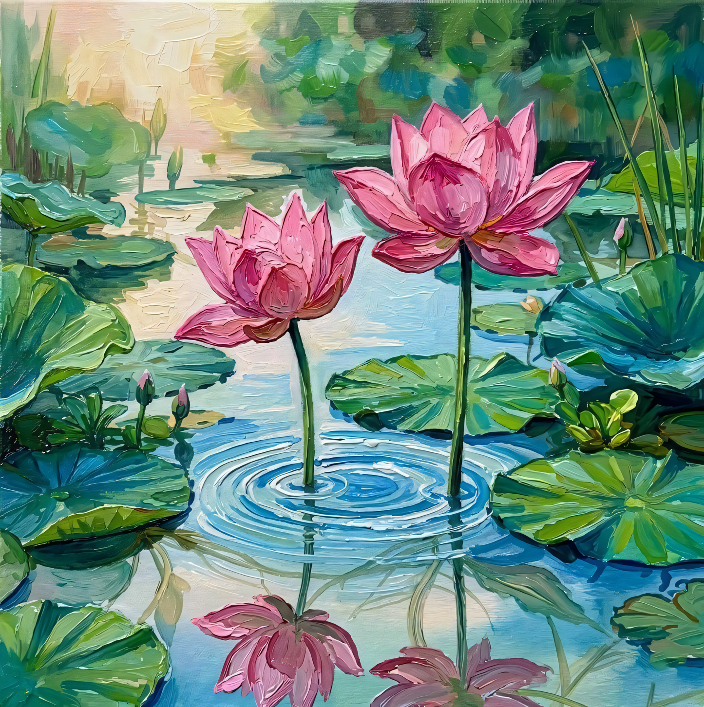Serene Lotus Reflections Impression