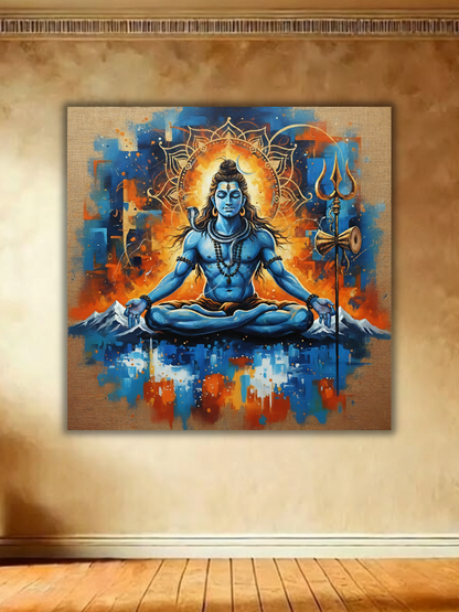 Eternal Calm: Lord Shiva Abstract Canvas Art