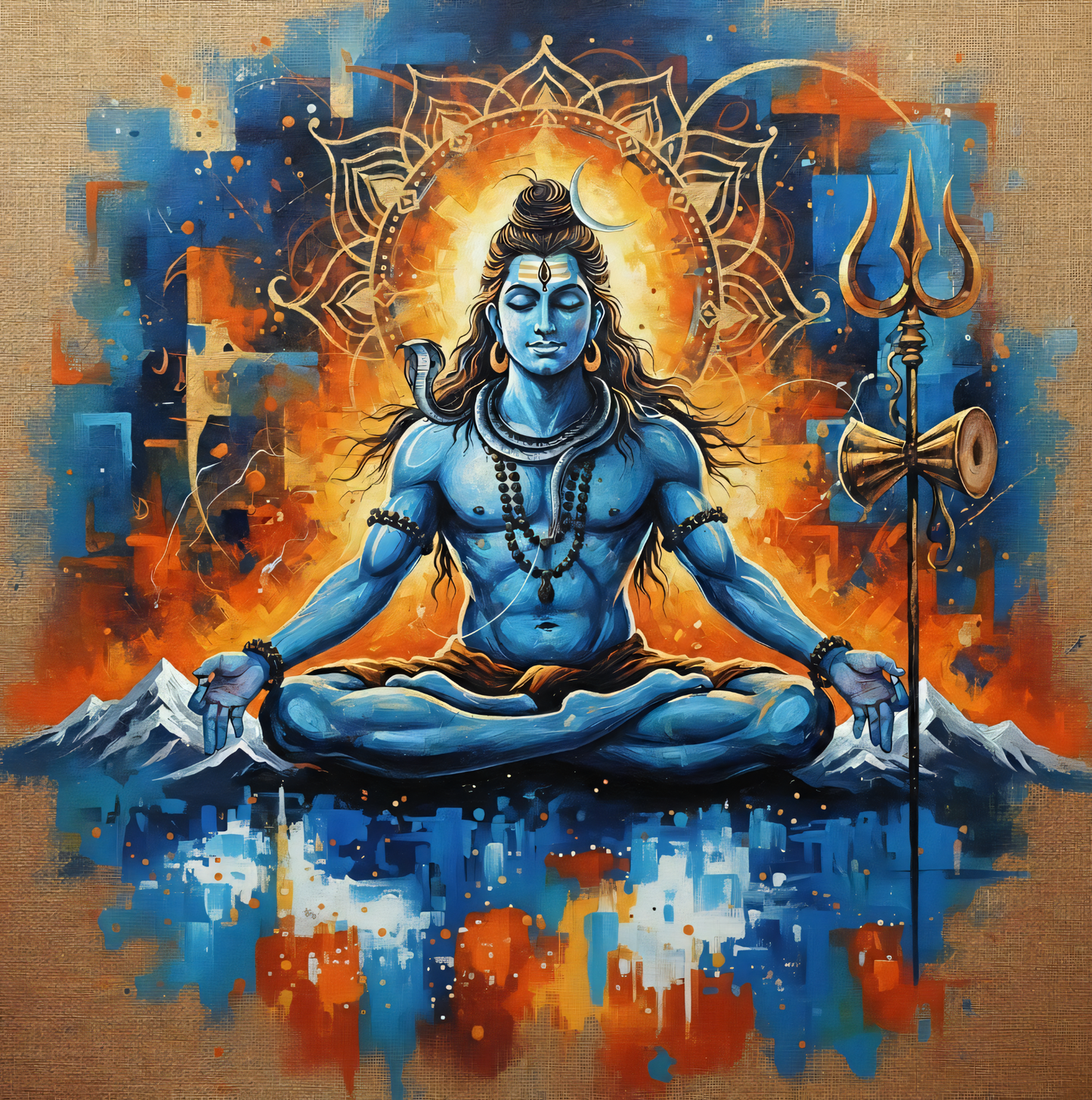 Eternal Calm: Lord Shiva Abstract Canvas Art