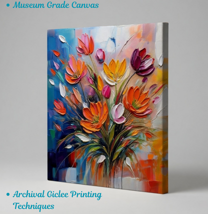Painted Petals: Bold Impasto Meadow Canvas Art