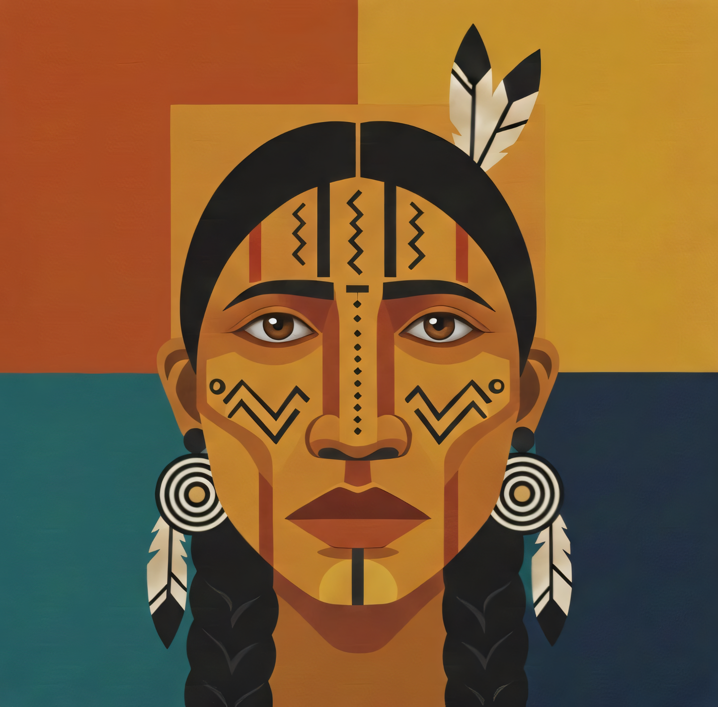 Tribal Symmetry: Modern Indigenous Portrait Canvas