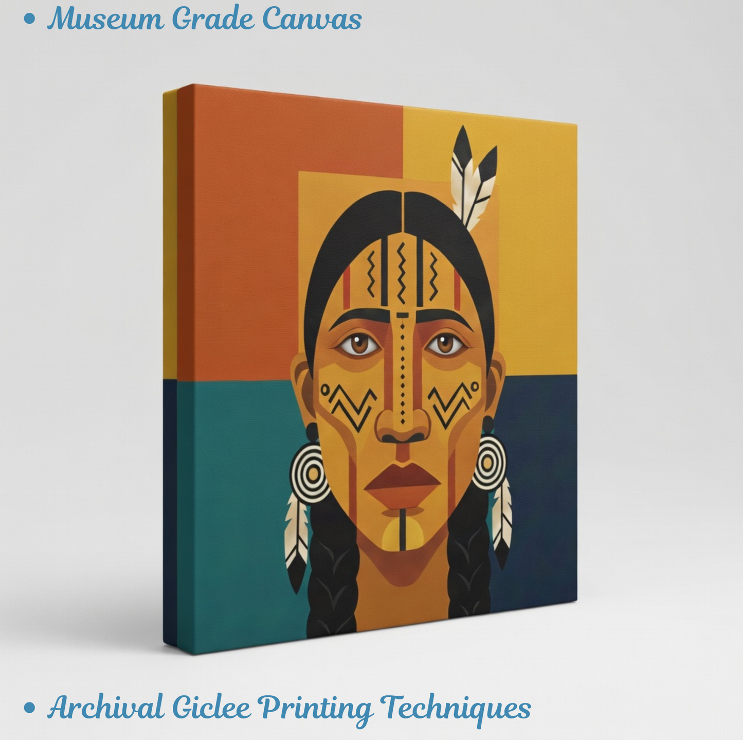 Tribal Symmetry: Modern Indigenous Portrait Canvas