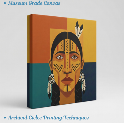Tribal Symmetry: Modern Indigenous Portrait Canvas