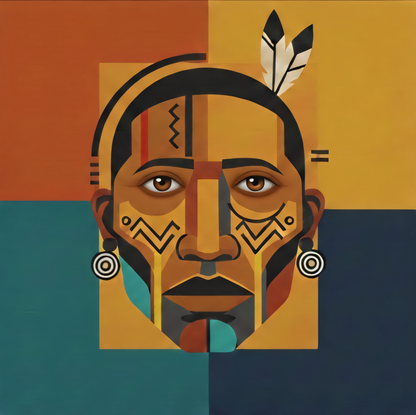Warrior Spirit: Geometric Indigenous Portrait