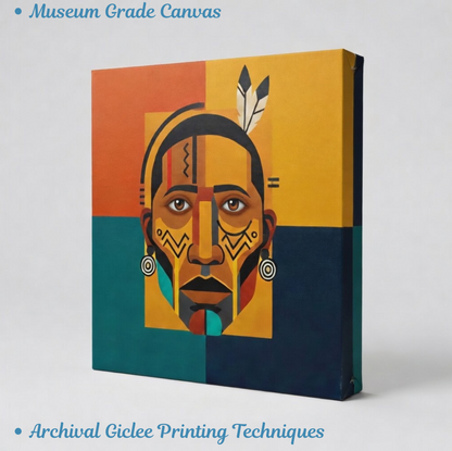 Warrior Spirit: Geometric Indigenous Portrait