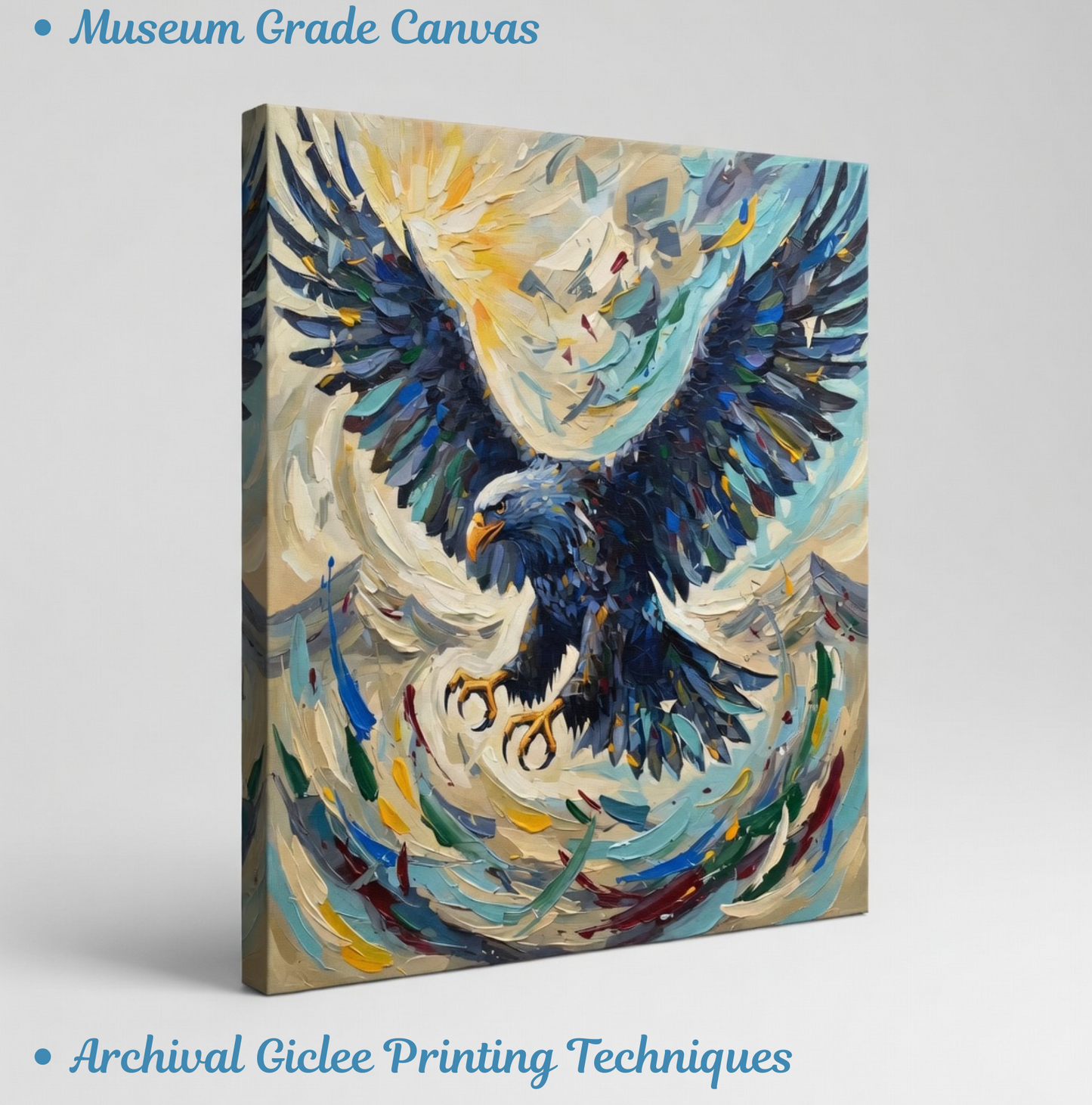 Sky Sovereign: Impasto Eagle Canvas Art