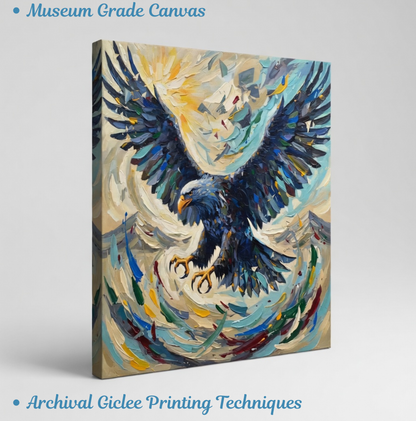 Sky Sovereign: Impasto Eagle Canvas Art