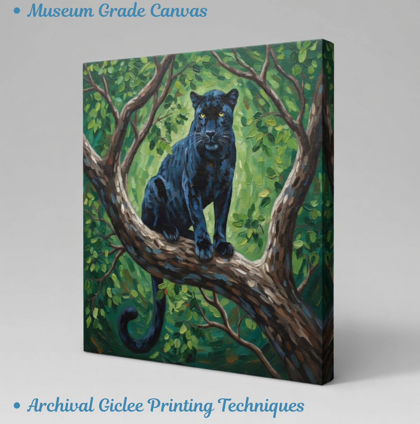 Shadow of the Canopy: Impasto Black Panther Canvas