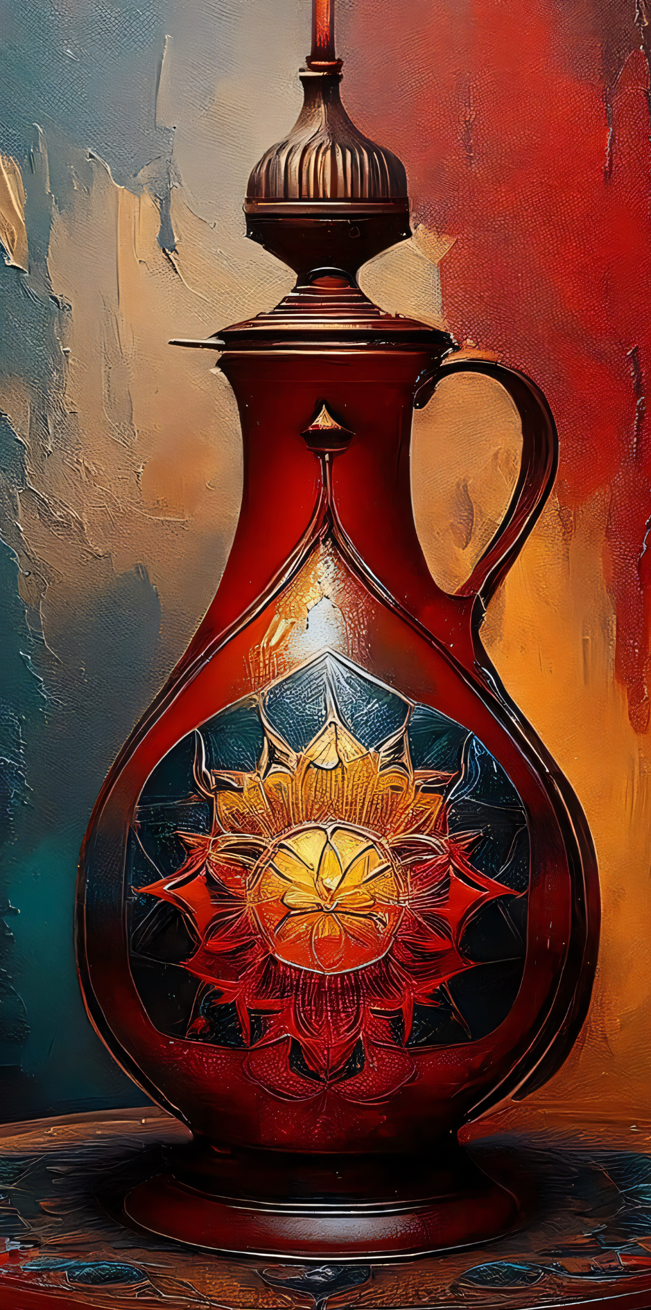 Vintage Crimson Pitcher - Abstract Still Life