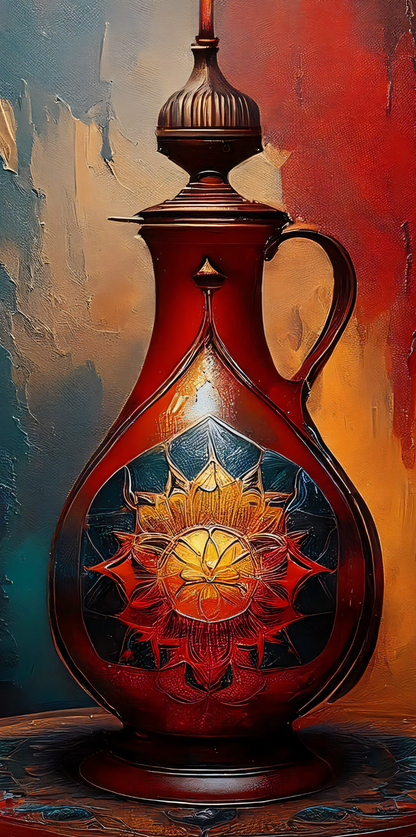 Vintage Crimson Pitcher - Abstract Still Life