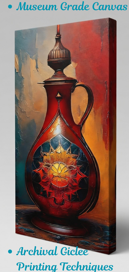Vintage Crimson Pitcher - Abstract Still Life