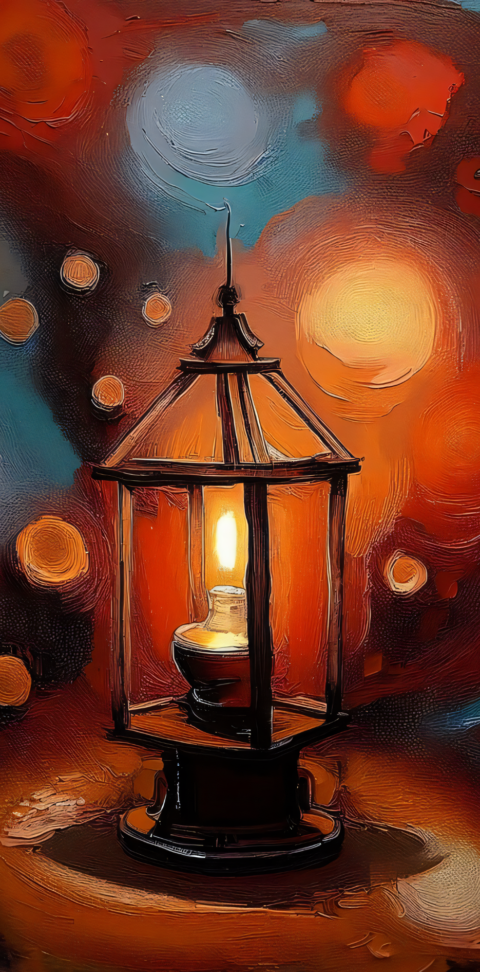 Luminous Vintage Lantern - Impressionist Abstract