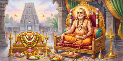 Divine Grace: Sri Raghavendra Swamy & Mantralayam Temple Canvas Art
