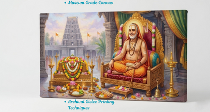 Divine Grace: Sri Raghavendra Swamy & Mantralayam Temple Canvas Art