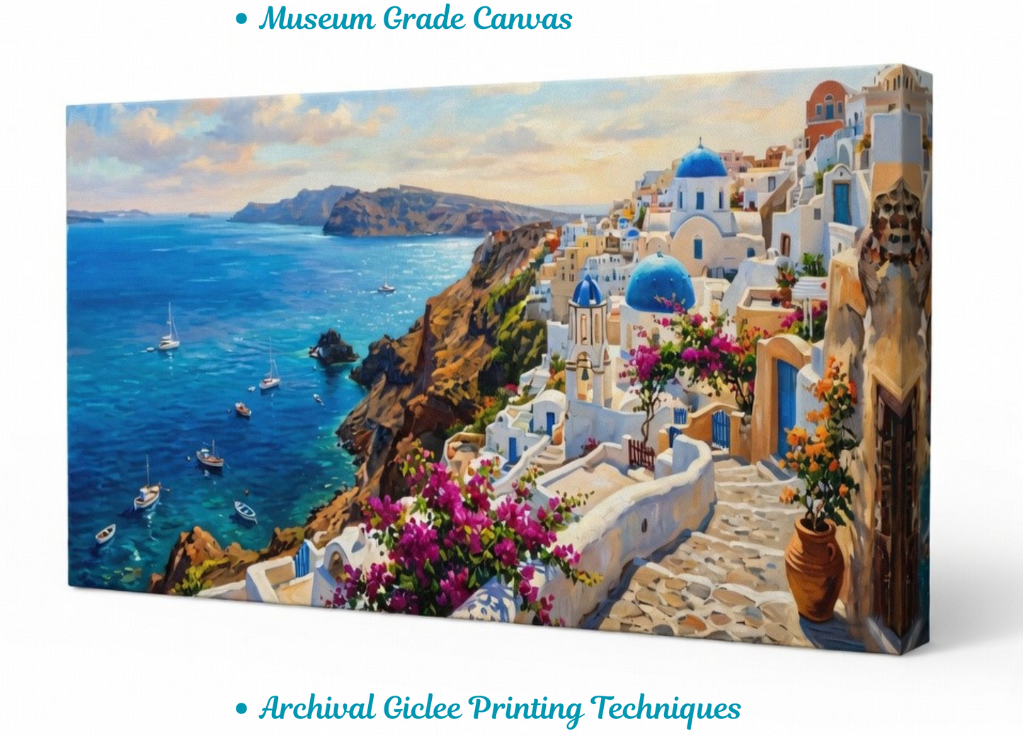 Santorini Sunscape – Mediterranean Coastal Canvas Art