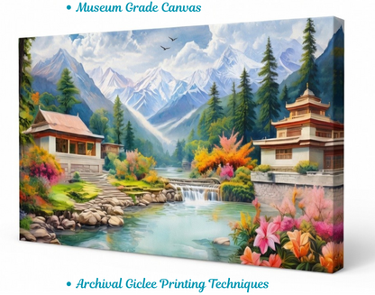 Himalayan Serenity – Mountain Valley Landscape Canvas Art