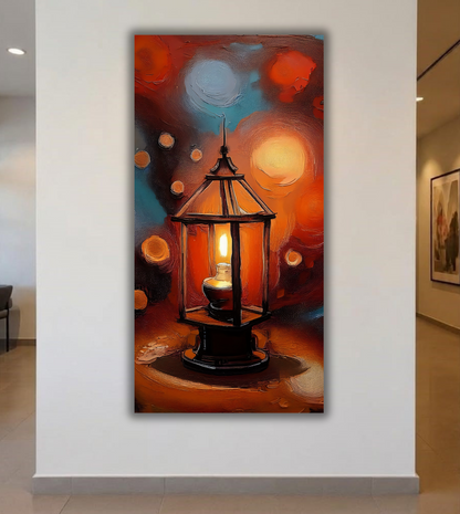 Luminous Vintage Lantern - Impressionist Abstract