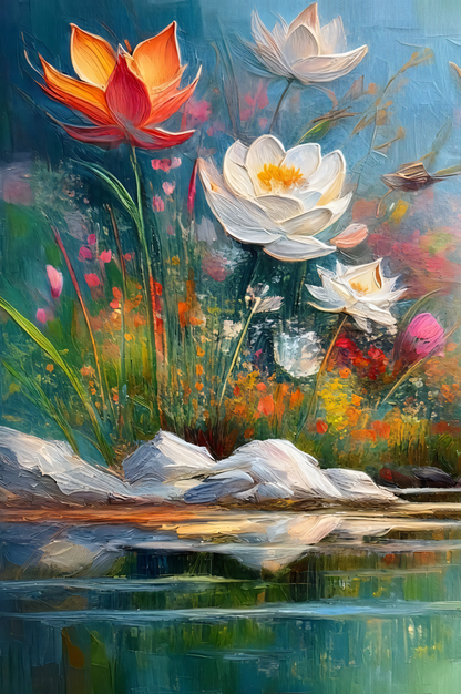 Lakeside Lilies - Abstract Botanical Art