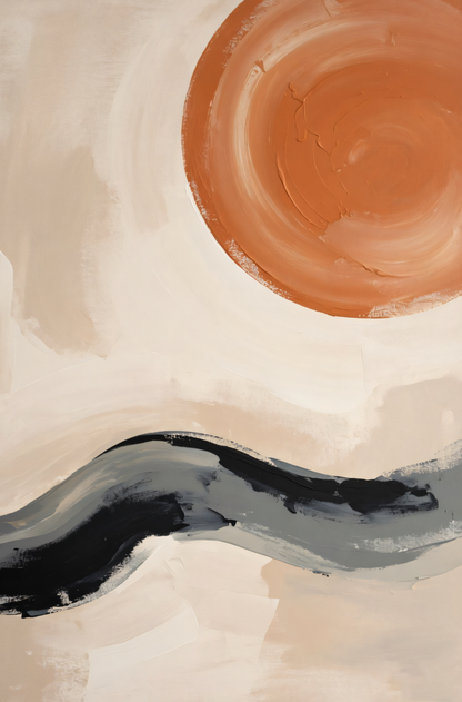 Desert Sun & River Path - Minimalist Abstract