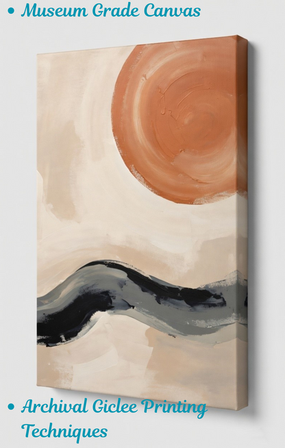 Desert Sun & River Path - Minimalist Abstract