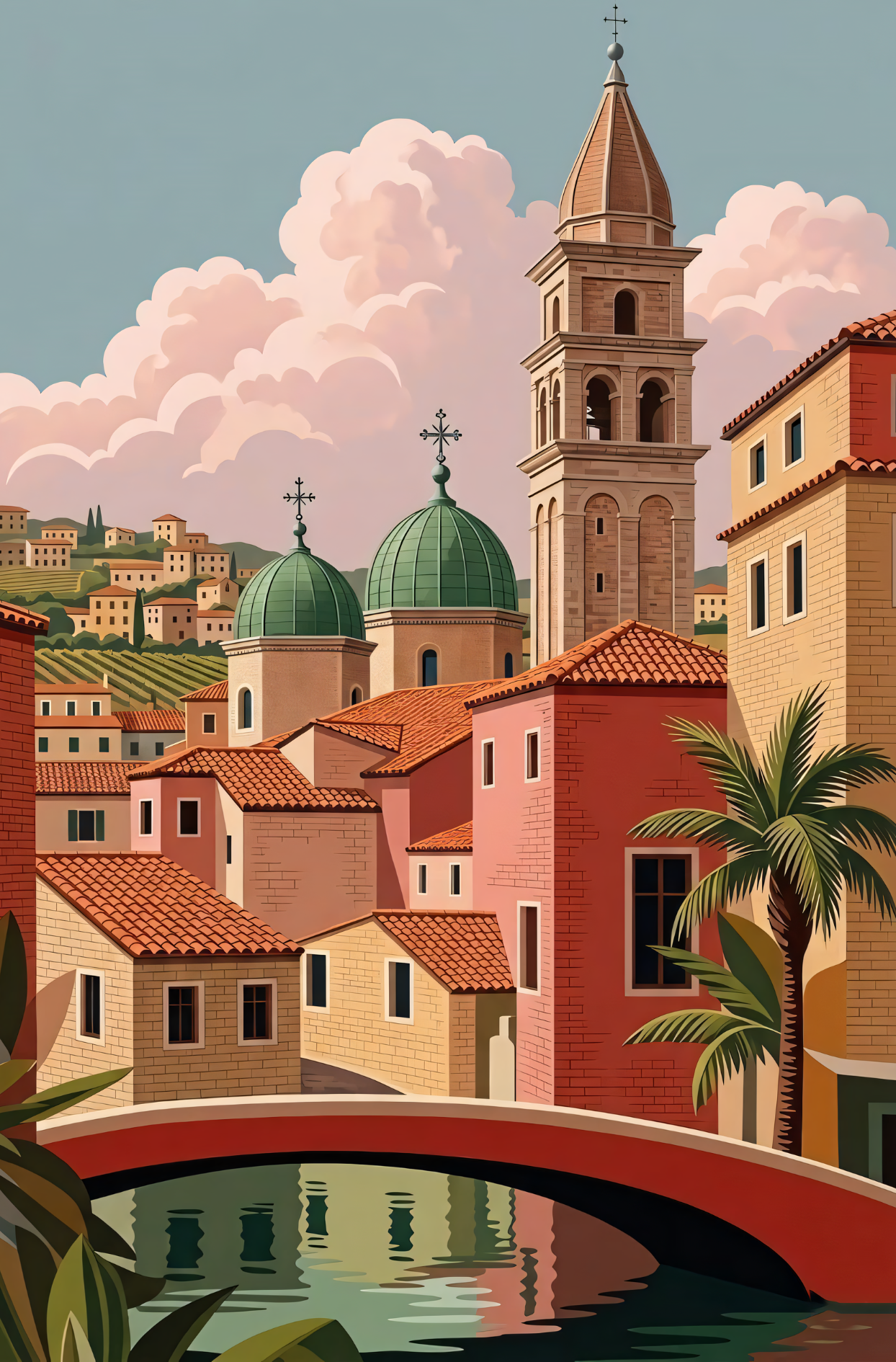 Mediterranean Old Town - Coastal Vista Art