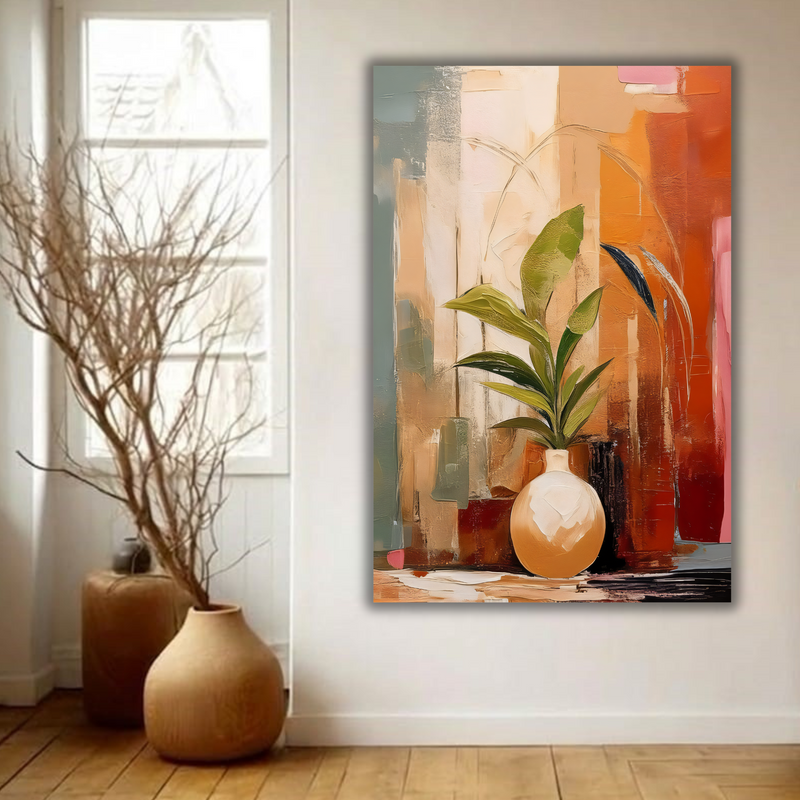 Abstract Botanical Still Life - Warm Earth Tones & Sage Green