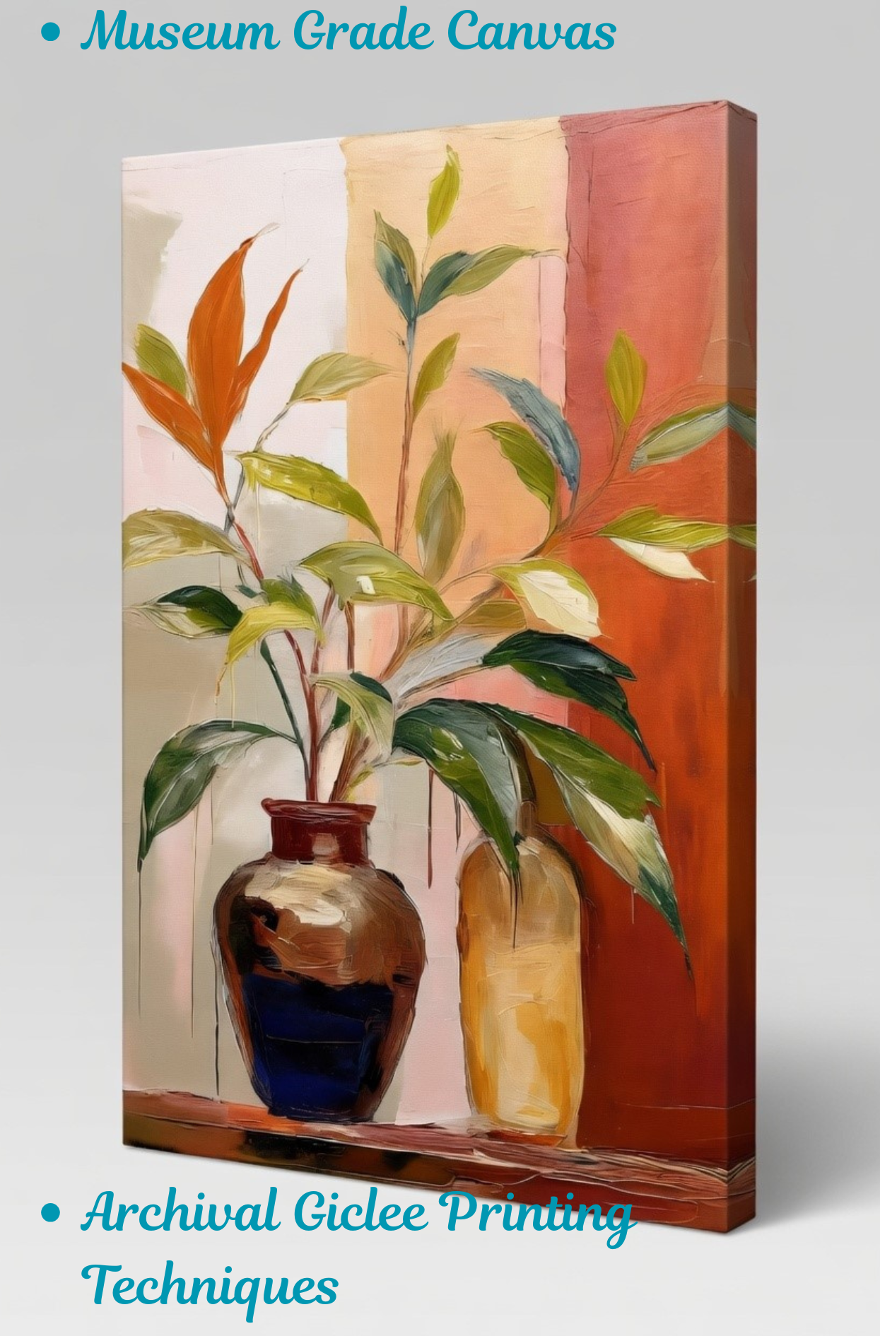 Abstract Botanical Still Life - Textured Floral Canvas