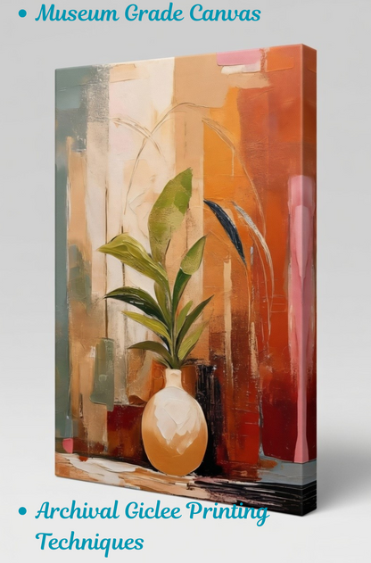 Abstract Botanical Still Life - Warm Earth Tones & Sage Green