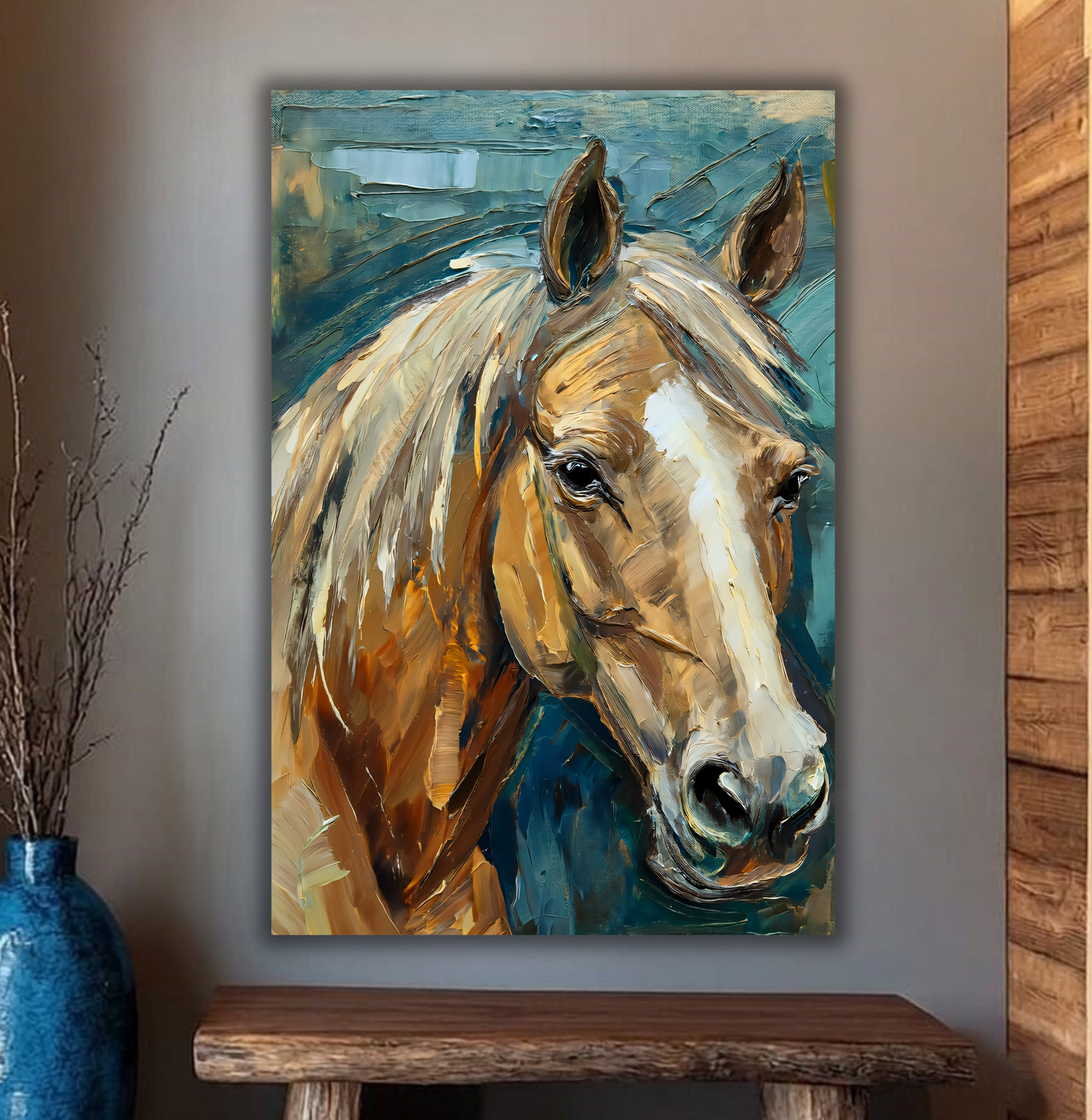 Spirit of the Stallion: Impasto Palette Knife Horse Portrait