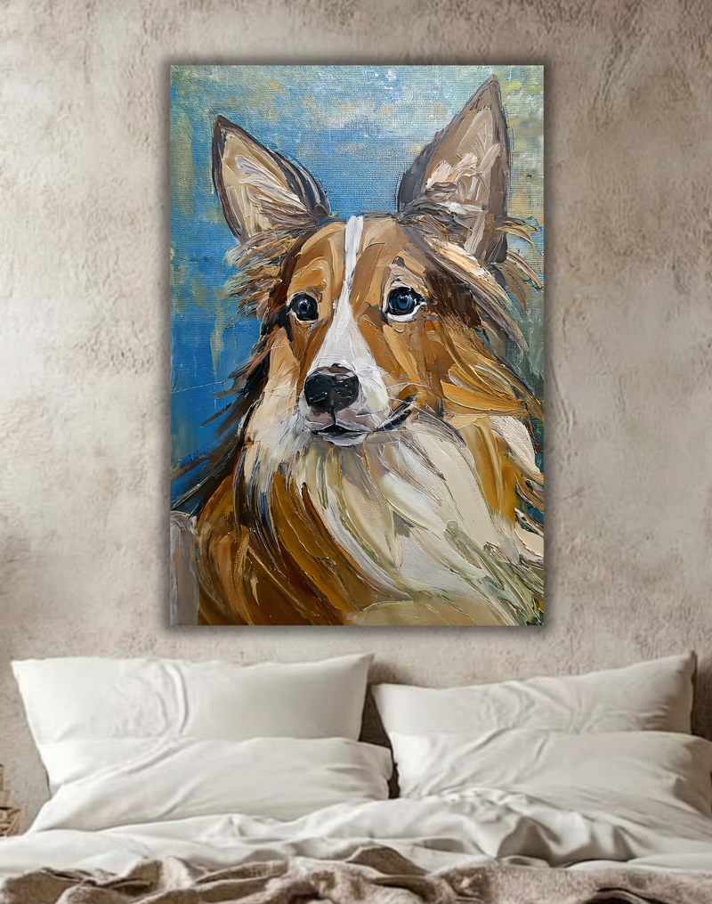 Loyal Companion: Impressionist Border Collie Canvas Art