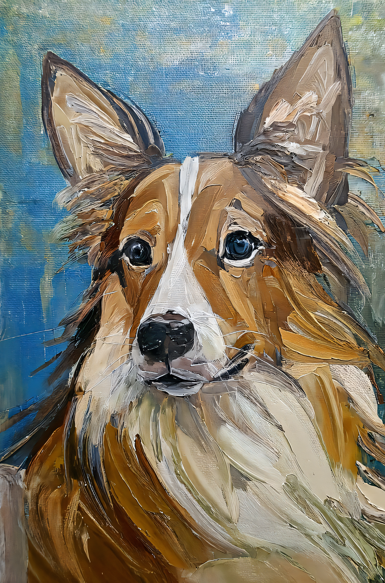 Loyal Companion: Impressionist Border Collie Canvas Art