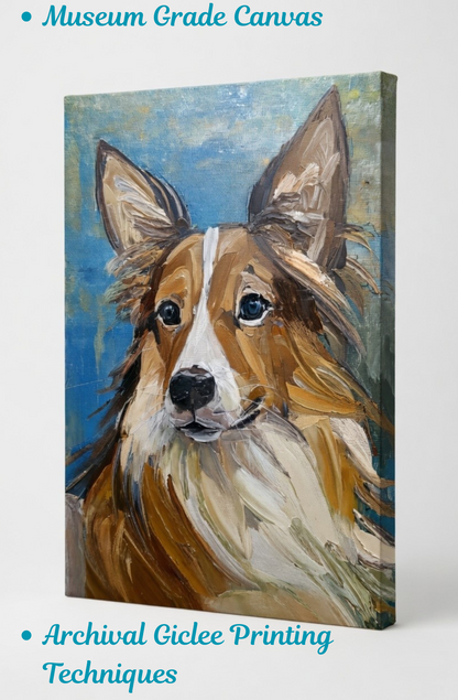 Loyal Companion: Impressionist Border Collie Canvas Art