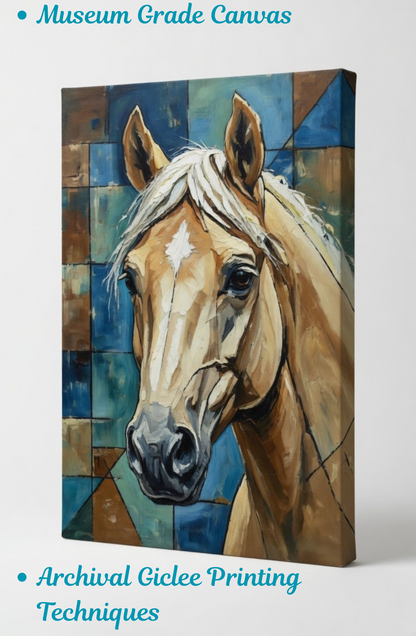 Mosaic Equine: Abstract Geometric Horse Canvas Art