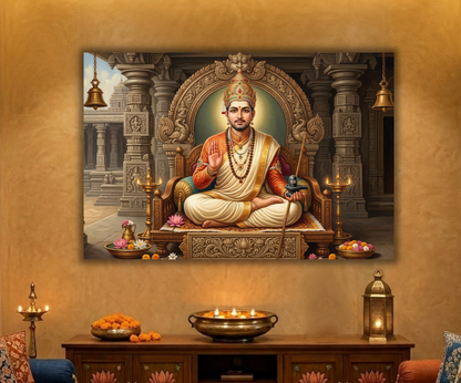 Divine Wisdom: Lord Basavanna Spiritual Canvas Art