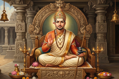 Divine Wisdom: Lord Basavanna Spiritual Canvas Art