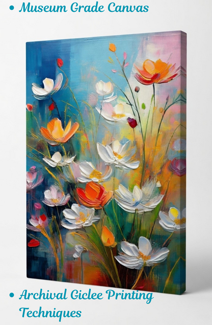 Sunlit Meadow: Abstract Floral Impasto Canvas Art