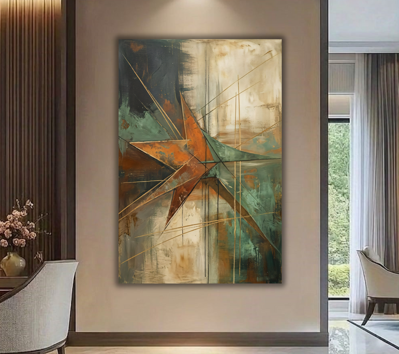 Celestial Geometry: Abstract Star & Lines Canvas Art