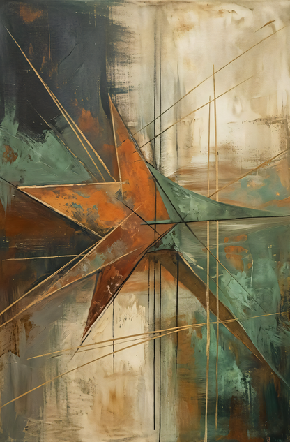 Celestial Geometry: Abstract Star & Lines Canvas Art