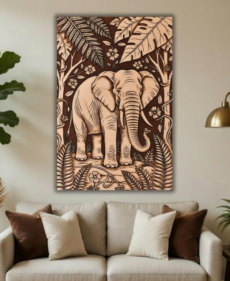 Bas-Relief Jungle Elephant