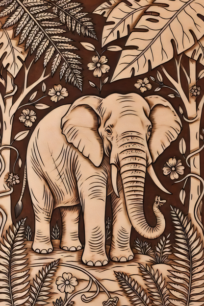Bas-Relief Jungle Elephant