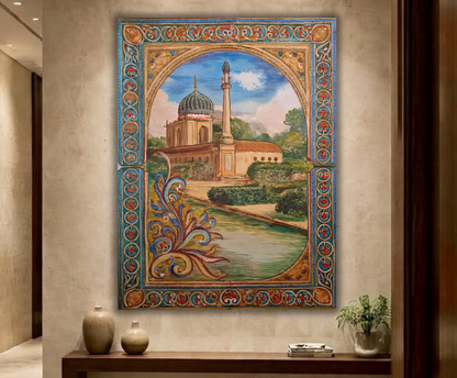 Imperial Splendor: Vintage Mughal-Style Architectural Canvas Art