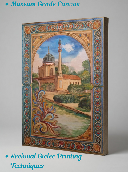 Imperial Splendor: Vintage Mughal-Style Architectural Canvas Art