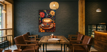 Golden Latte Glow: Enchanted Coffee & Floral Abstraction
