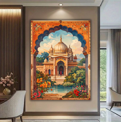 Royal Gardens: Rajasthani Palace Arch Canvas Art